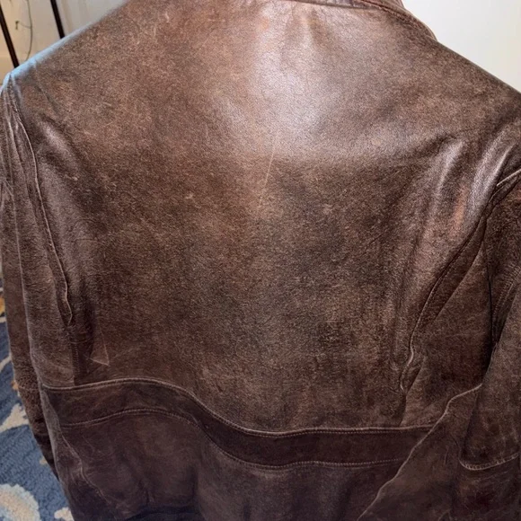 Roundtree & Yorke Dark Brown Leather Bomber Jacket - Picture 3 of 4